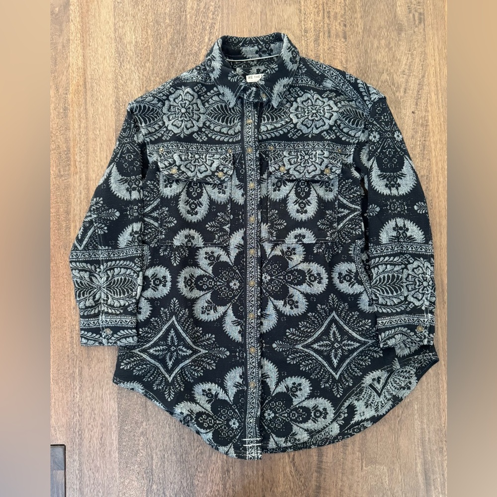 Free People We the Free London Fog Jacquard Shirt NWT - Picture 7 of 9